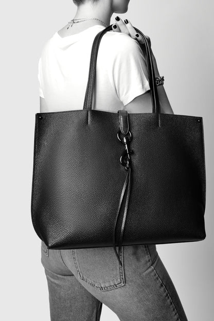 Black Leather Unlined Tote | Megan Tote | Rebecca Minkoff - Rebecca Minkoff