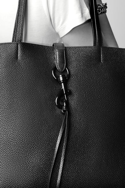 Black Leather Unlined Tote | Megan Tote | Rebecca Minkoff - Rebecca Minkoff