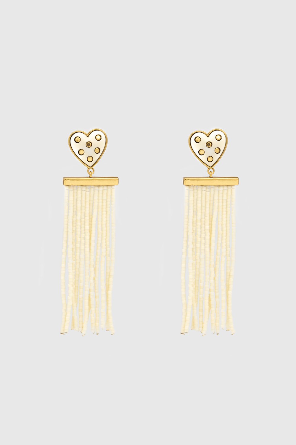Studded Heart Fringe Seed Bead Earrings - Rebecca Minkoff