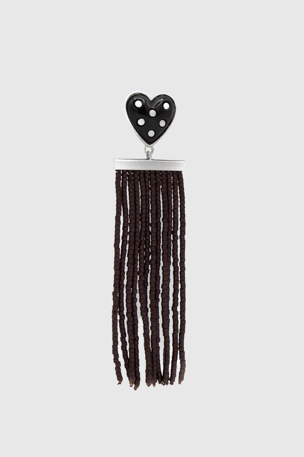 Studded Heart Fringe Seed Bead Earrings - Rebecca Minkoff